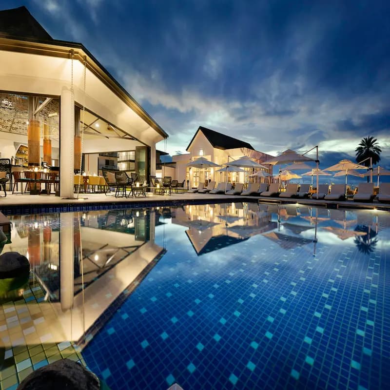 Tropical garden villa with rice field views