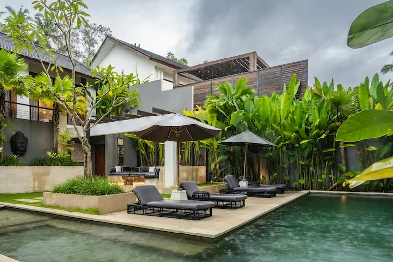 Minimalist white concrete villa